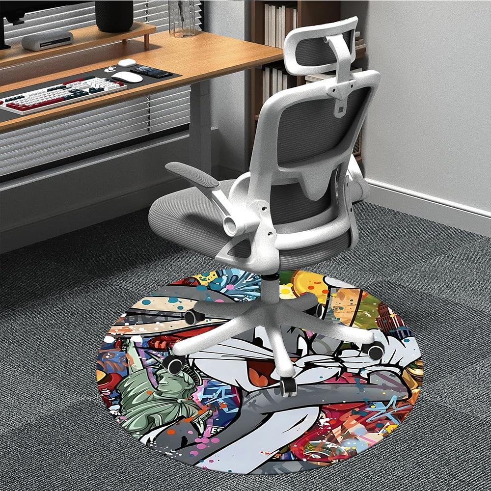 

1PC Bugs Bunny Office Round Area Rug, Indoor Mat Suitable For Office, Under Office Chairs Bedroom Living Room Home Decor, Room Deco1100 80cm by 80cm