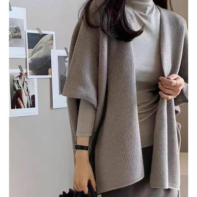 Chice Damen-Strickwaren im Lagenlook: Herbst- und Winter-Lockerer Schal-Pullover-Mantel