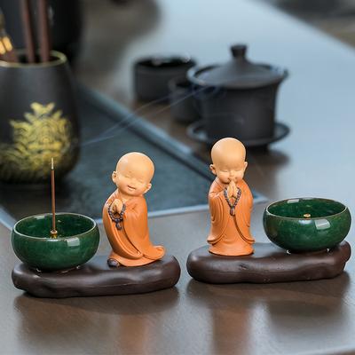 Cute Small Monk Creative Zen Aromatherapy Furnace Home Furnishings Resin Crafts Desk Ornaments Incense Disk Incense Burner