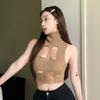 Summer  Turtleneck Knitted Vest Women Sexy Hollow Out Sleeveless Slim Tank Top