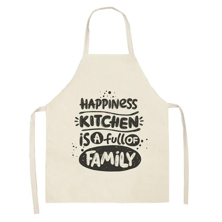 Letter Alphabet Kitchen Aprons for Women Cotton Linen Bibs Household Cleaning Pinafore Home Cooking Apron Delantal