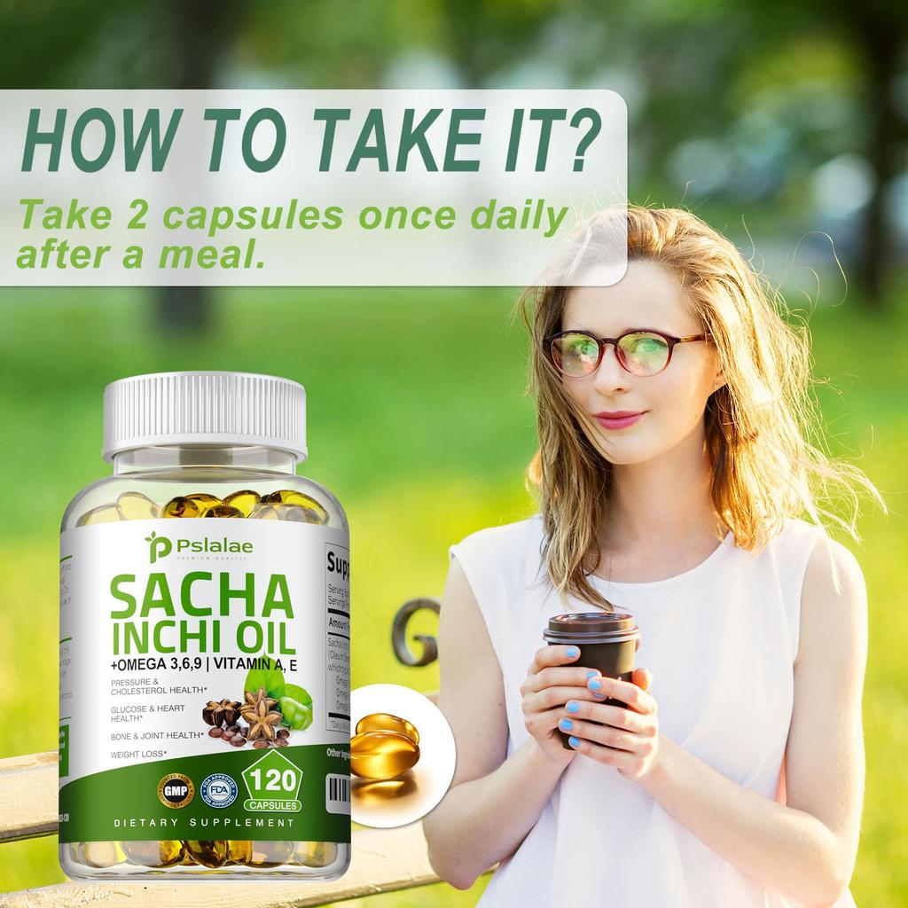 Sacha Inchi Oil Capsules 500mg - Omega 3-6-9 - Support Gut Health, Antioxidant