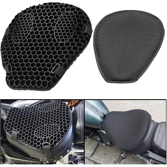 Motorbike Seat Cover Motorcycle Seat Cover Air Pad Motorcycle Air Seat Cushion Cover Pressure Relief Protector for Cruiser Sport Touring Saddles(Set