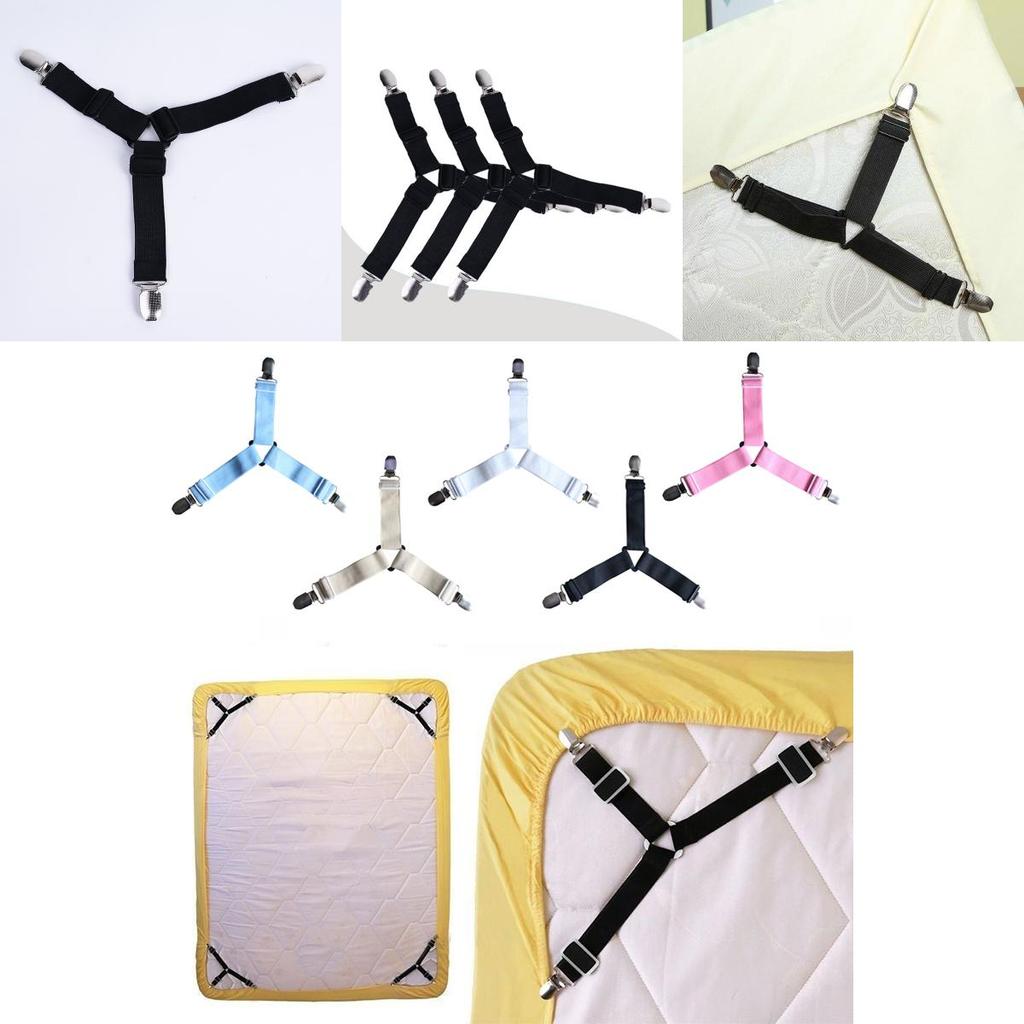 Premium 4 X Triangle Suspender Holder Bed Mattress Sheet Straps Grippers Fasteners For Secure Bedding
