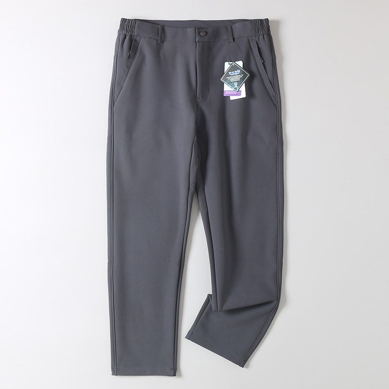 Foreign Trade Surplus Outdoor Hiking Windproof Waterproof Softshell Pants Autumn and Winter Men's Fleece-Lined Warm Straight-Leg Casual Pants