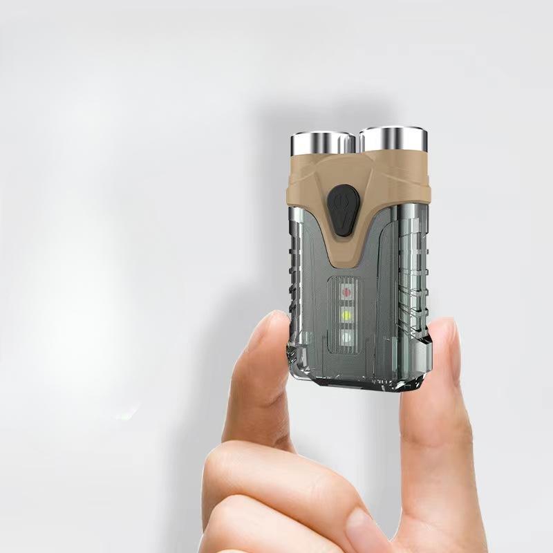 New Outdoor Multi Functional Mini Keychain Light Portable LED Strong Light Dual Flashlight with Magnetic Emergency Light