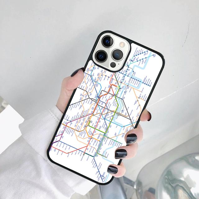 

London Underground Tube Map Phone Case Cover For iPhone 17 Air 15 Pro MAX 16 Plus 14 12 11 13 coque iPhone 14pro max