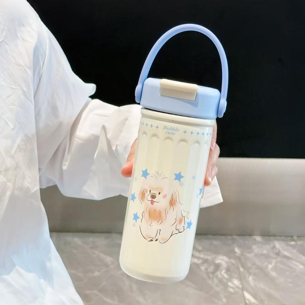 Cute 380ml/500ml Insulated Cup Stainless Steel Large Capacity Water Bottle Double Leak-proof Coffee Cup 380ML