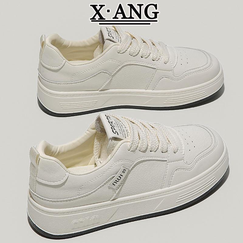 Autumn new leather little white shoes women's shoes soft sole light casual sports single shoes versatile thick baseplate shoes