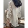 Chinese Plate Button Lightweight Sun Shirt Women's Summer Back Split Blouse Tops