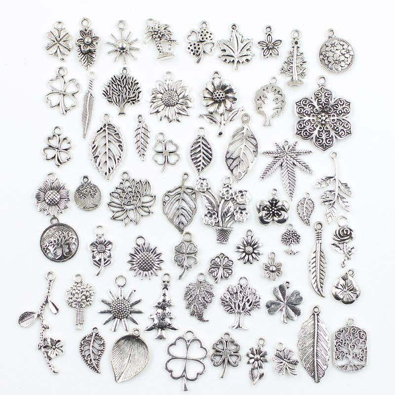 30Pcs Charms Sun Moon Horse Crown Leaf Fish Clover Antique Bronze Silver Color Mixed Pendants Diy Making Findingstibetan Jewelry