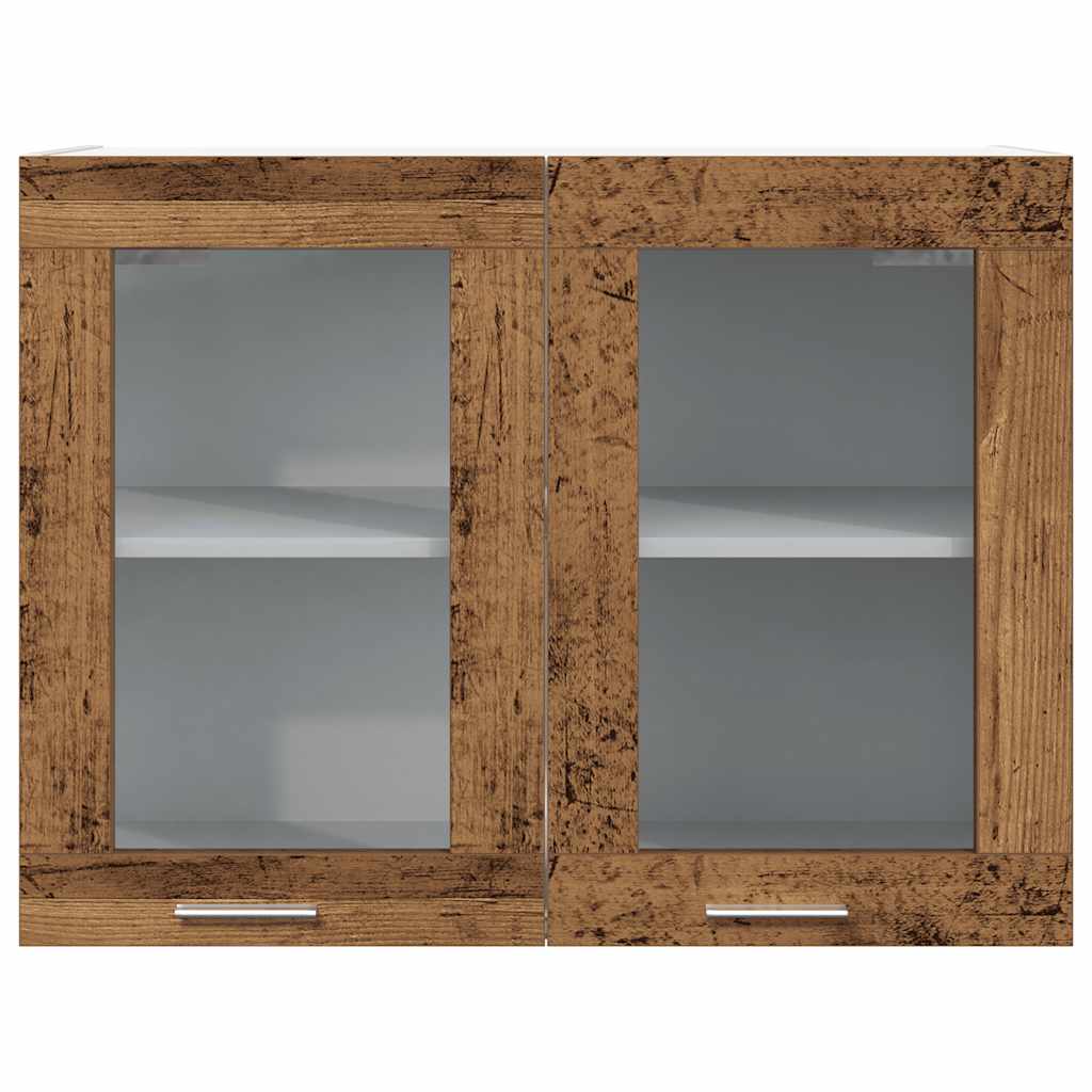 Vidaxl Szafka Wisząca Z Szybą, Stare Drewno, 80X31X60 Cm