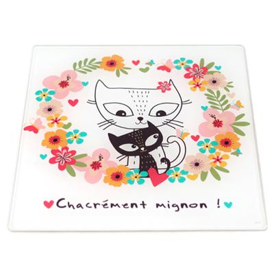 [A0094] - Multicolored “Cats” Glass Coaster (Damn Cute! ) - 20x20cm