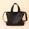 Bolsa de Couro POEIVE Francesa Elegante Modelo Balde Grande Capacidade Trançada Bolsa de Mão para o Trabalho Transversal Bolsa Tote Premium