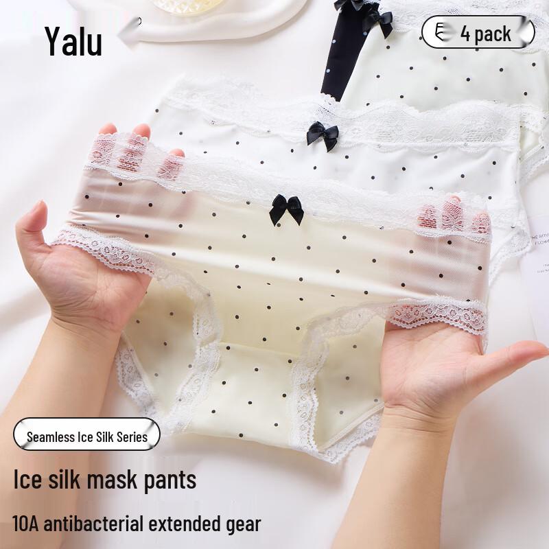 Yalu 4-Pack Women's Ice Silk Lace Antibacterial Briefs