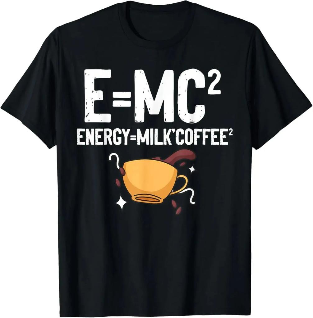 Funny Science Coffee Energy Milk Coffee Tshirt Y2k Top Emc2 Funny Printed Graphic T Shirts Casual Loose Streetwear Unisex