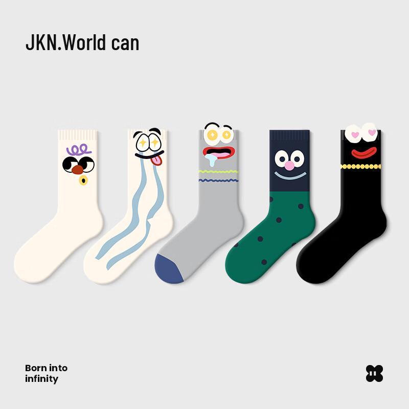 JKN Women s Mid-Calf Cartoon Cotton Socks (5-6 Pairs) One Size (EU 35-42)