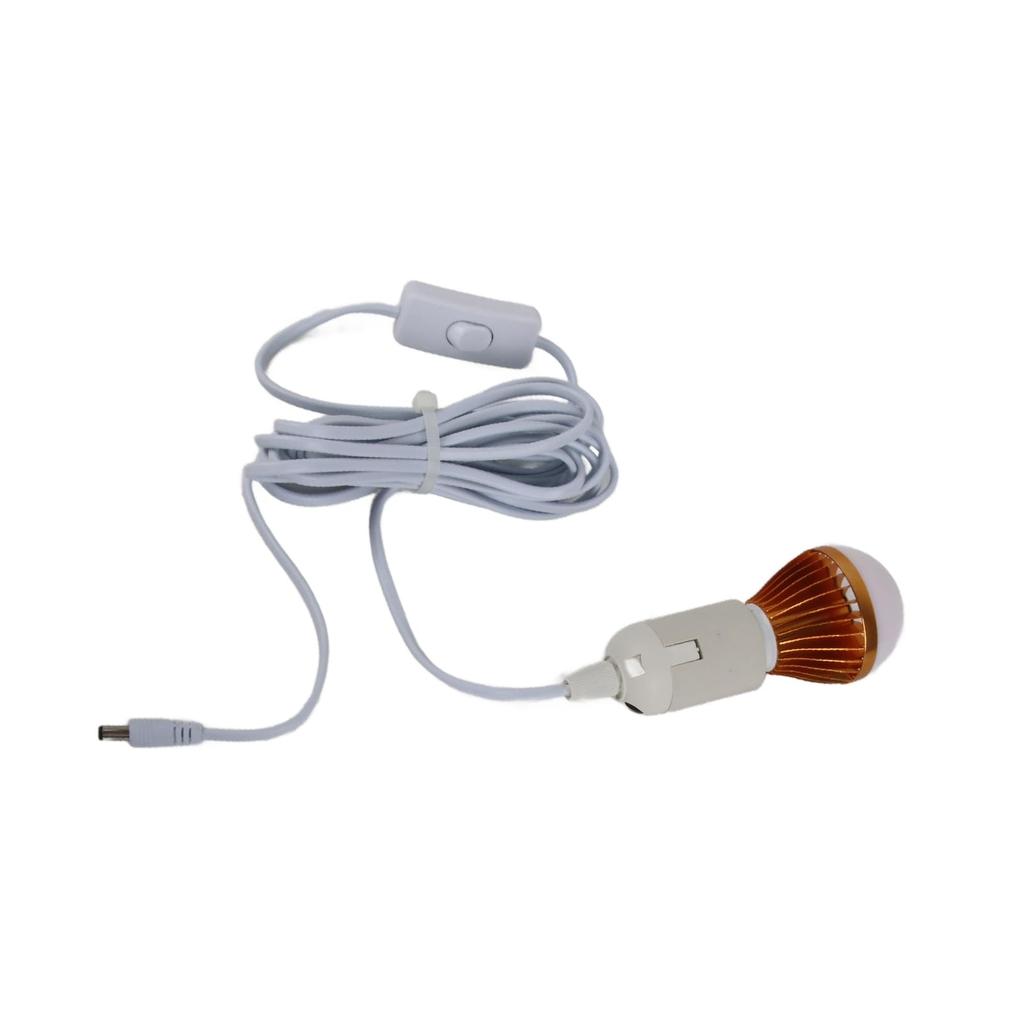 12V LED Bulb E27 Solar Bulb E27 Ball Bulb Spiral LED Solar White Light Camping Tent 12V 5 Watt 3 Meter DC Cable