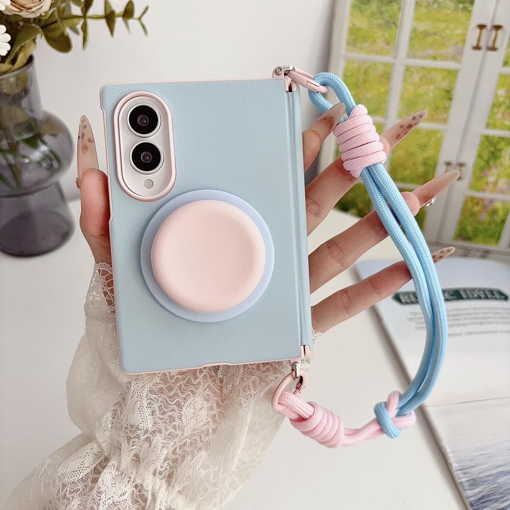 Custodia in Pelle con Supporto Magnetico Color-blocking Carina per Samsung Galaxy Z Fold8 Fold 8 Antiurto per Copertura di Protezione Cerniera Magsafe