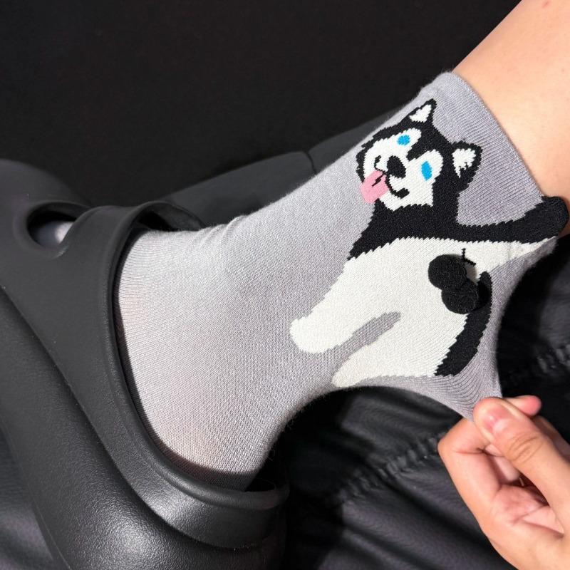 1/4 Pares Otoño Invierno Dibujos Animados Lindo Perro Bolas Calcetines de Algodón Kawaii Lolita Calcetines de Punto Mujer Niña Tubo Medio