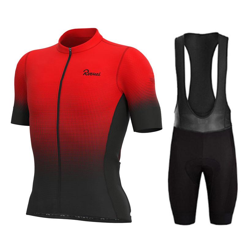 Rvouei Team Cycling Jersey Set Summer Bicycle Suit Quick Drying Bib Shorts Clothes Mtb Maillot Ropa Ciclismo Mountain Bike Wear