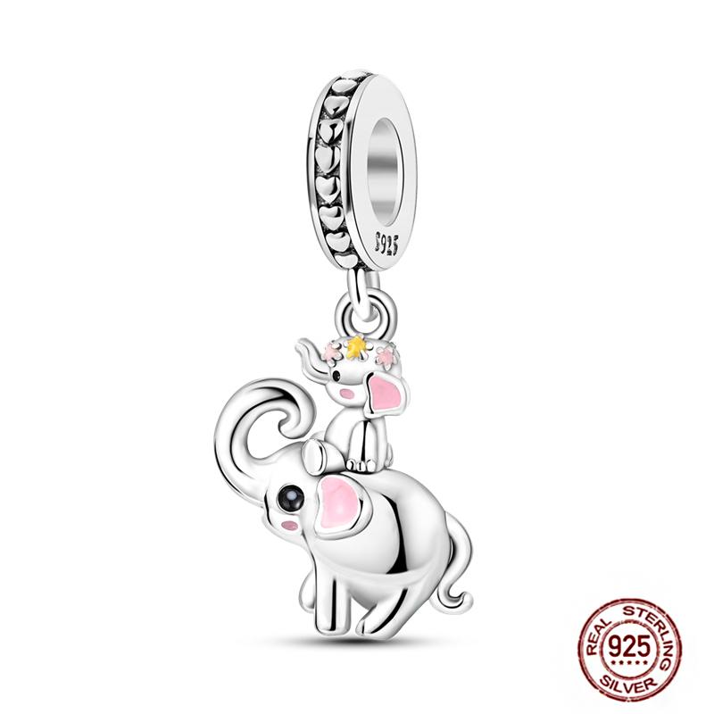 Pink Purple Series Charms Copper Murano Glass Butterfly Animal Paw Print Clasp Charm Beads Fit Original Bracelet Diy Jewelry