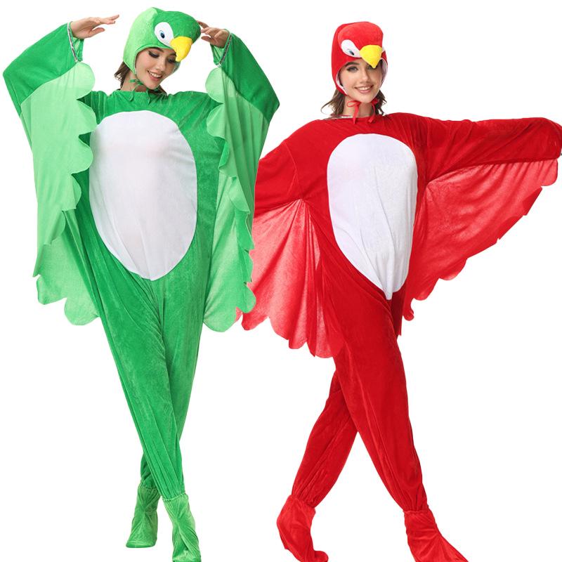 Roter Grüner Papagei Erwachsenen Cosplay Anzug - Winter Einteiler Kostüm für Bühnenauftritt