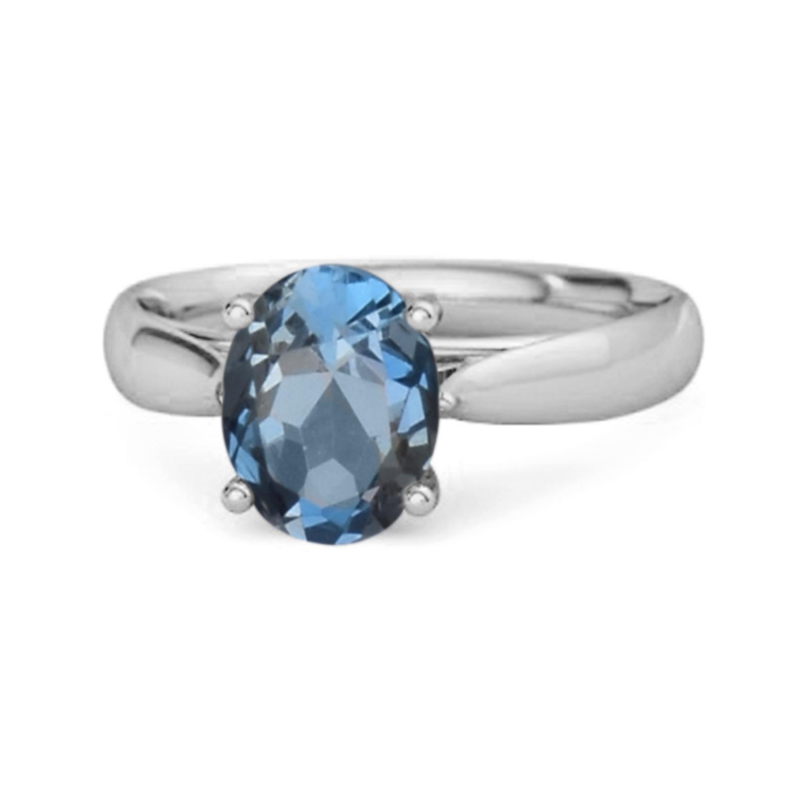 Классическое кольцо-солитер с лондонским голубым топазом - серебро 925 пробы 6.5 белый