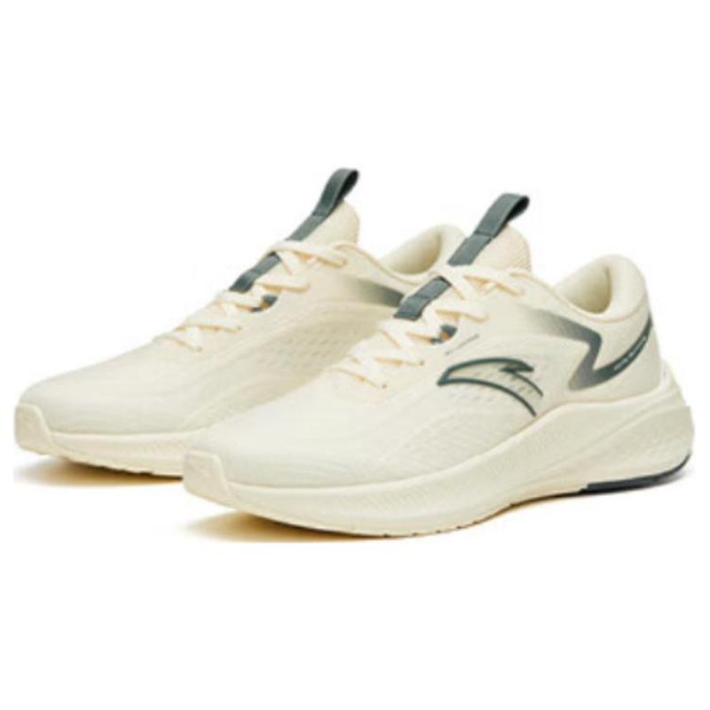 Anta Road Run Slip Resistant Abrasion Resistant Low Top Running Shoes Men's White Asphalt Gray Sneakers 912315519-1