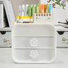 2-Drawer Desktop Organizer Student Stationery Organizer Space-Saving Storage Box with Open Compartments for Office School Desk Storage