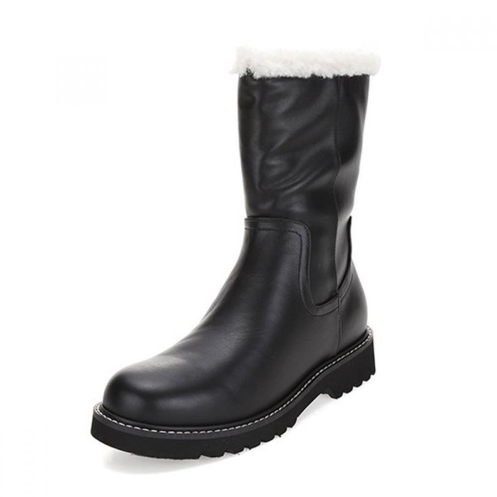 Barbara Leather Fur 3cm Ankle Boots Bbf860bk 225mm