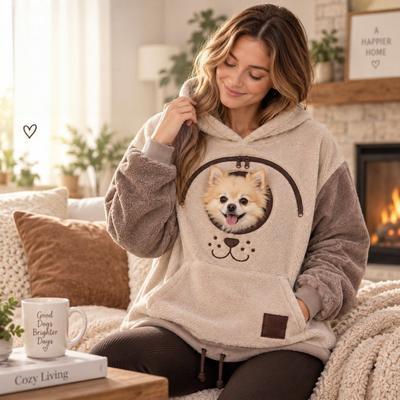 Unisex Fleece-Lined Flannel Hoodie Oversized Casual Warm Pullover With Drawstring Winter