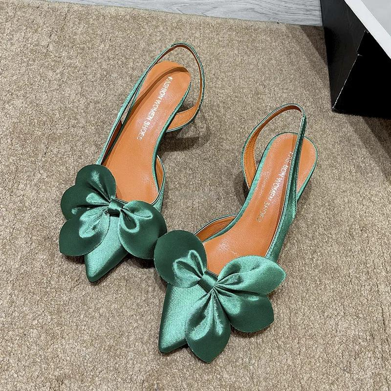 Fashion Thin High Heels Slingback Sandals Pointed Toe Slip on Mules Shoes Ladies Elegant Shallow Pumps Party Dress Pumps