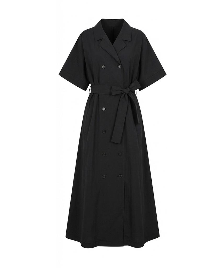 Baseukala Double-Button Long Dress (2Colors)