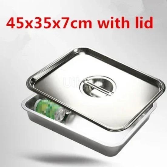 304 Stainless Steel Plate Tray Rectangular Square Oven Tray Baking Pot Dish Deep Japanese Barbecue Bbq Cafeteria Storage Trays