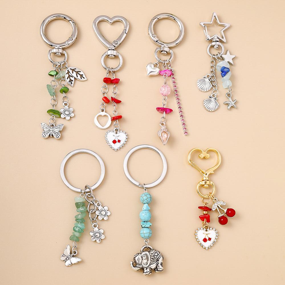Fashion Flower Animal Keychain Love Heart Key Ring for Women Girls Handbag Pendants DIY Handmade Jewelry Gifts