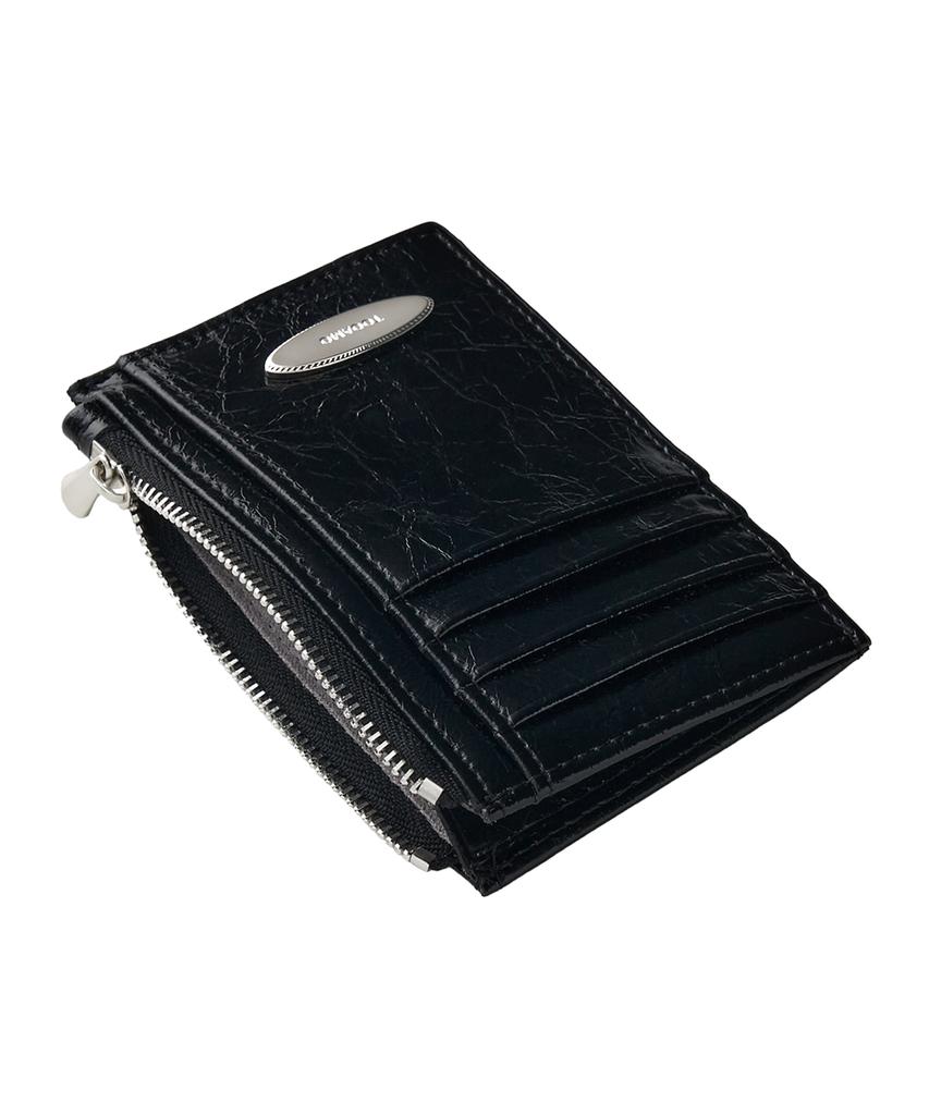 Tooamo Multi-Zipper Coin Card Holder Black [Cowhide]