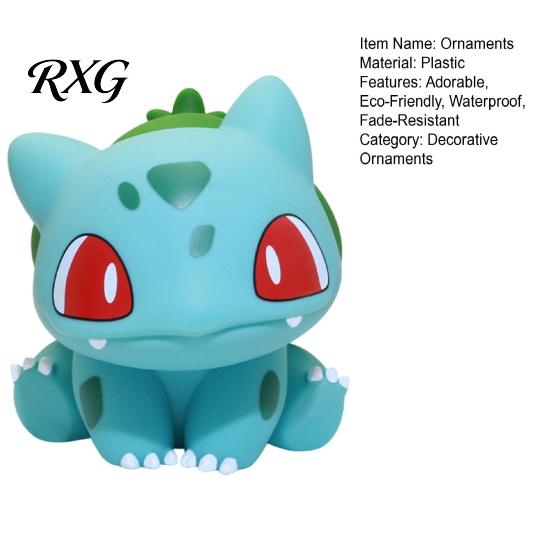 Environmentally Friendly Statue Cute Bulbasaur-Shaped Resin Figurine, Classic Cartoon Collectible with Red Eyes Green Waterproof Outdoor Ornament