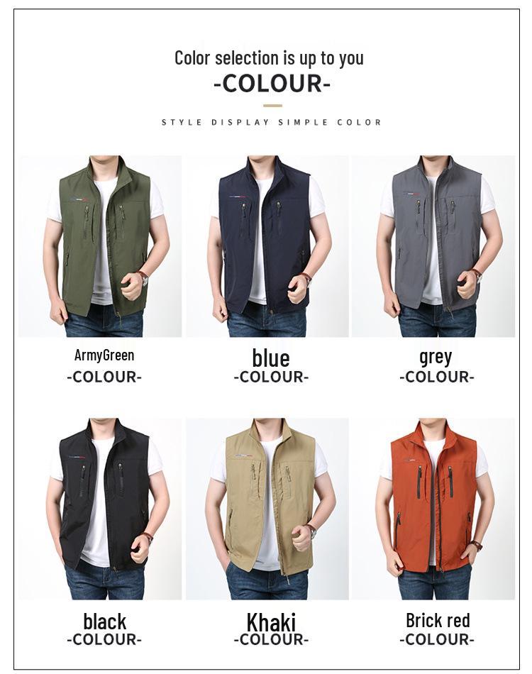 Men's Quick-Dry Multi-Pocket Waistcoat for Spring to Autumn