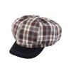 Female Checkered Beret Spring and Autumn Thin Japanese Retro Octagonal Hat Duck Tongue Hat