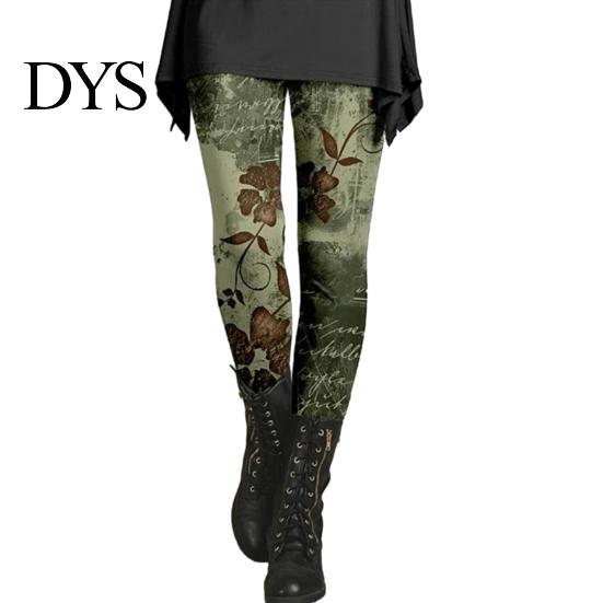 Ultra-soft Leggings Women Skinny Pants Autumn Winter Vintage Ethnic Style Flower Print Super Stretchy Fit Trousers Stretch Slim High Waist Ladies Long