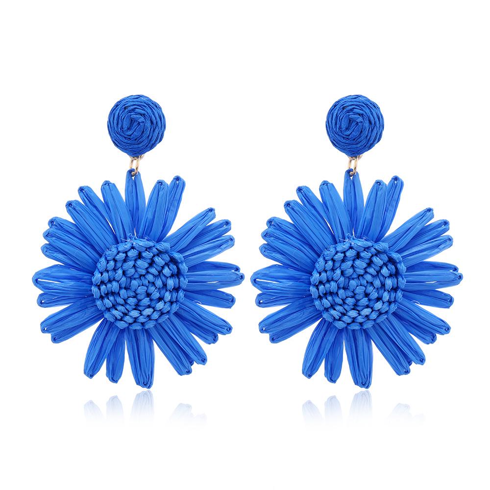 European & American Retro Handmade Rattan Raffia Earrings for Women