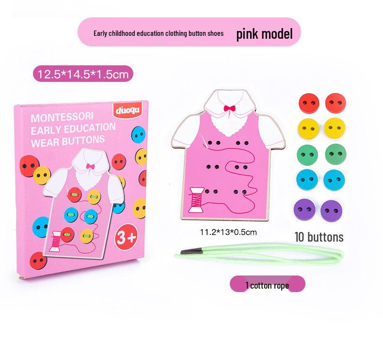 Montessori Wooden Lacing Game: Sewing Buttons for Early Education & Intellectual Development In Children