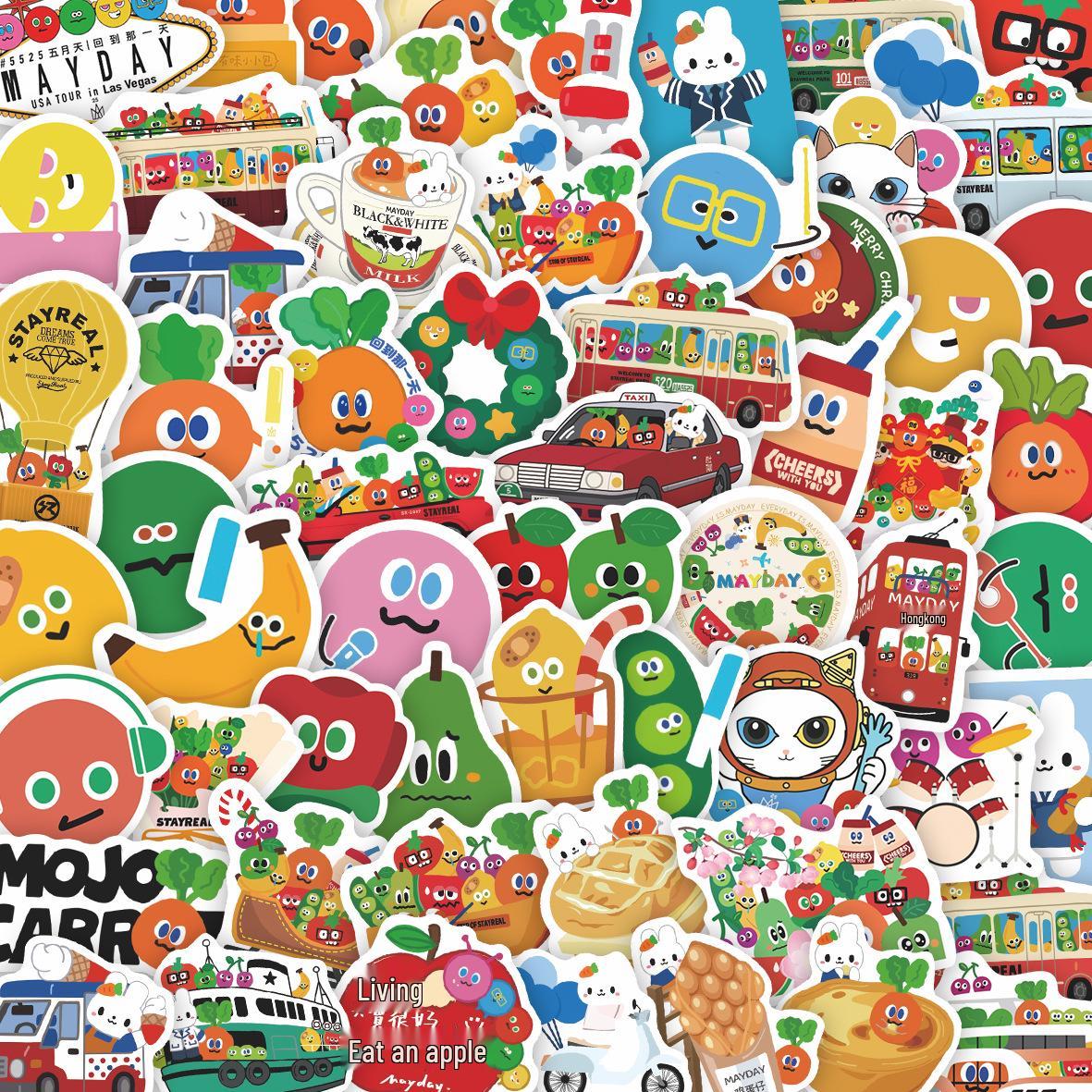 

60 Mayday Cartoon Graffiti Stickers: Cute, Waterproof Decorations for Water Bottles, Journals & Luggage