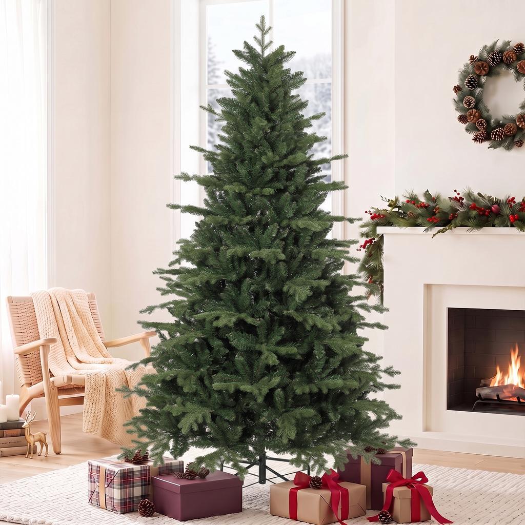 7ft Artificial Christmas Tree with 2080 Realistic Tips, Hinged, Wide
