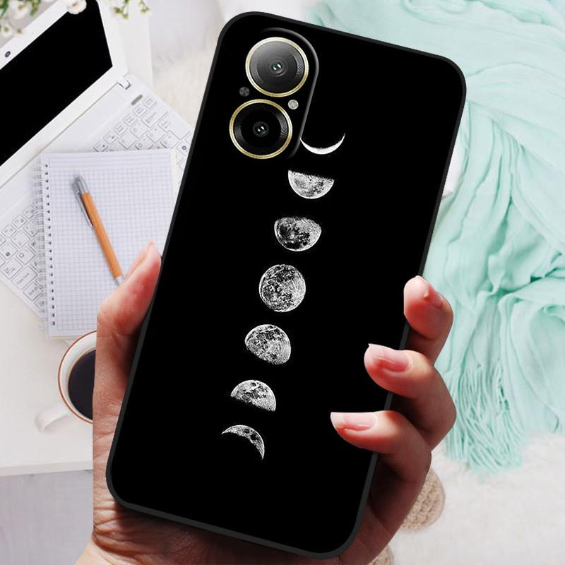 Für Realme C67 4G Hülle RMX3890 Beliebte Blumengemalte Abdeckung Silikon Handyhülle Für Realme C67 C 67 RealmeC67 4G Weiche Taschen Schwarz