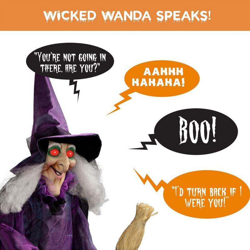 Halloween Decorations Props Life Size Animatronic Witch Sound Activated Screaming Glowing Eyes for Haunted House Party Supplies