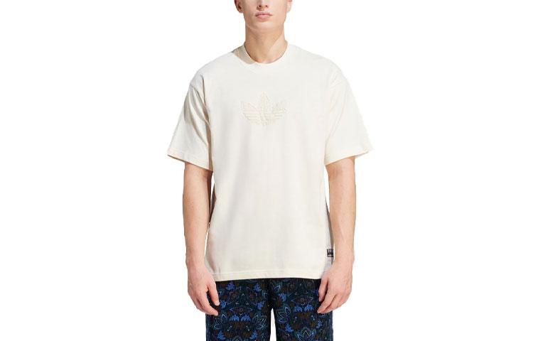 adidas Originals PREMIUM GRAPHIC T Shirts Men's Wonder White Crew Neck Moderate Straight Fit IV9693