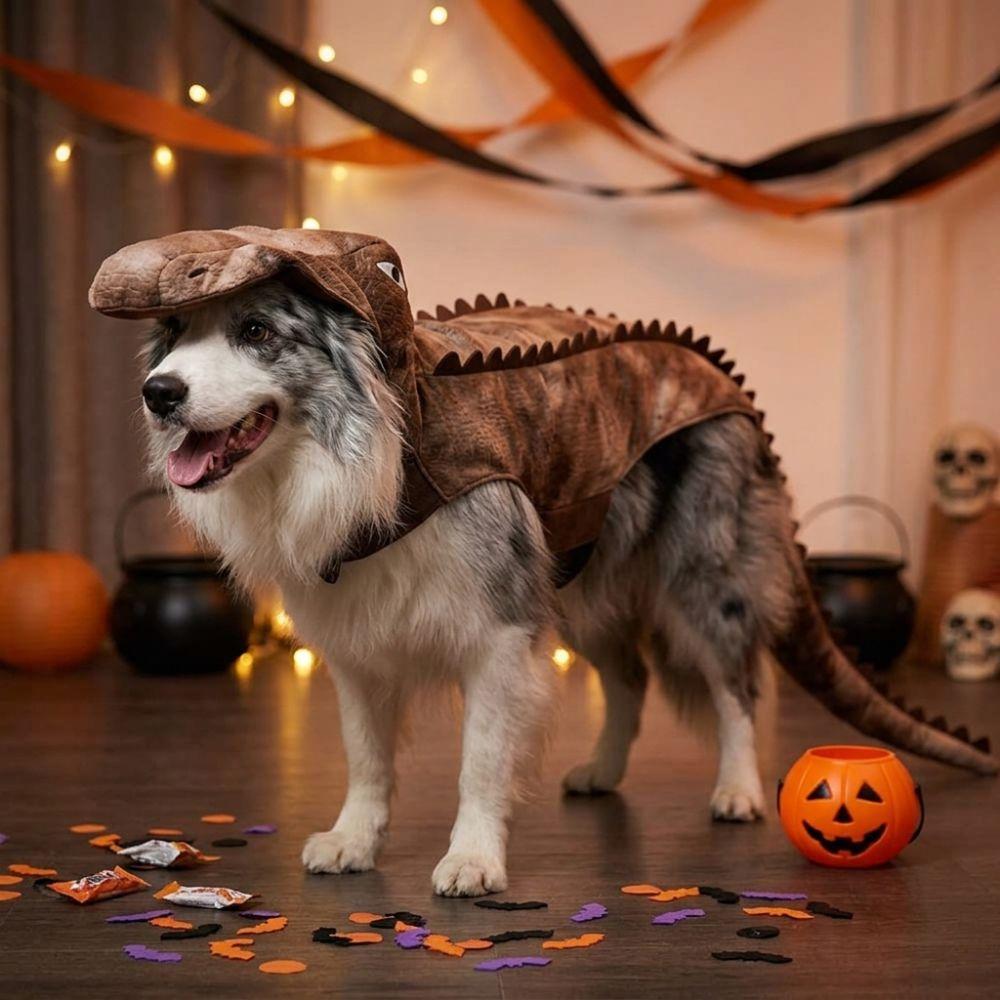 Soft Skin-Friendly Halloween Pet Crocodile Costume Plush Dog Crocodile Suit Birthday Celebration