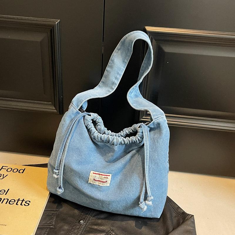 Fashion casual denim bag women's 2025 new simple commuter shoulder bag large capacity tote bag